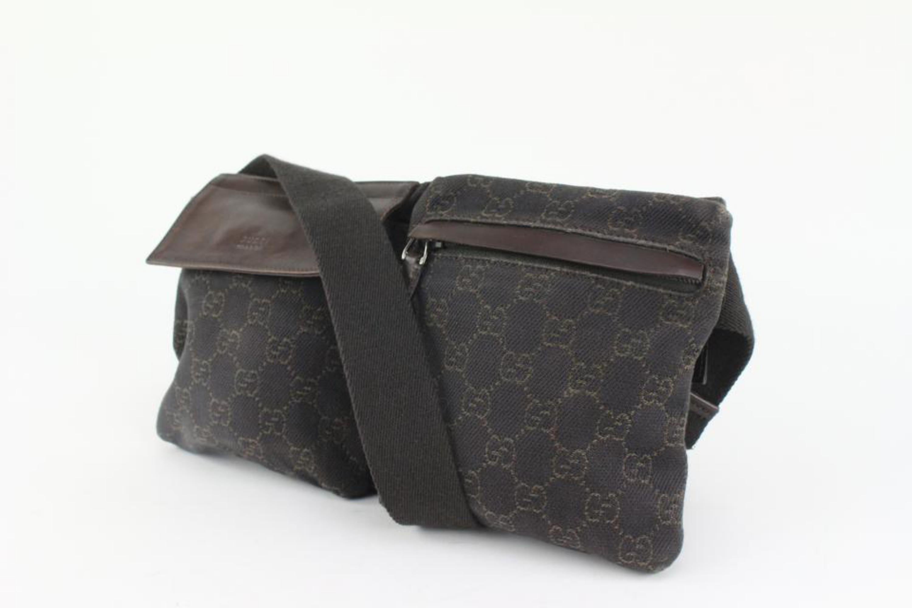 Gucci Dark Brown Monogram GG Belt Bag Waist Pack Bum Pouch 123g32 For Sale 7