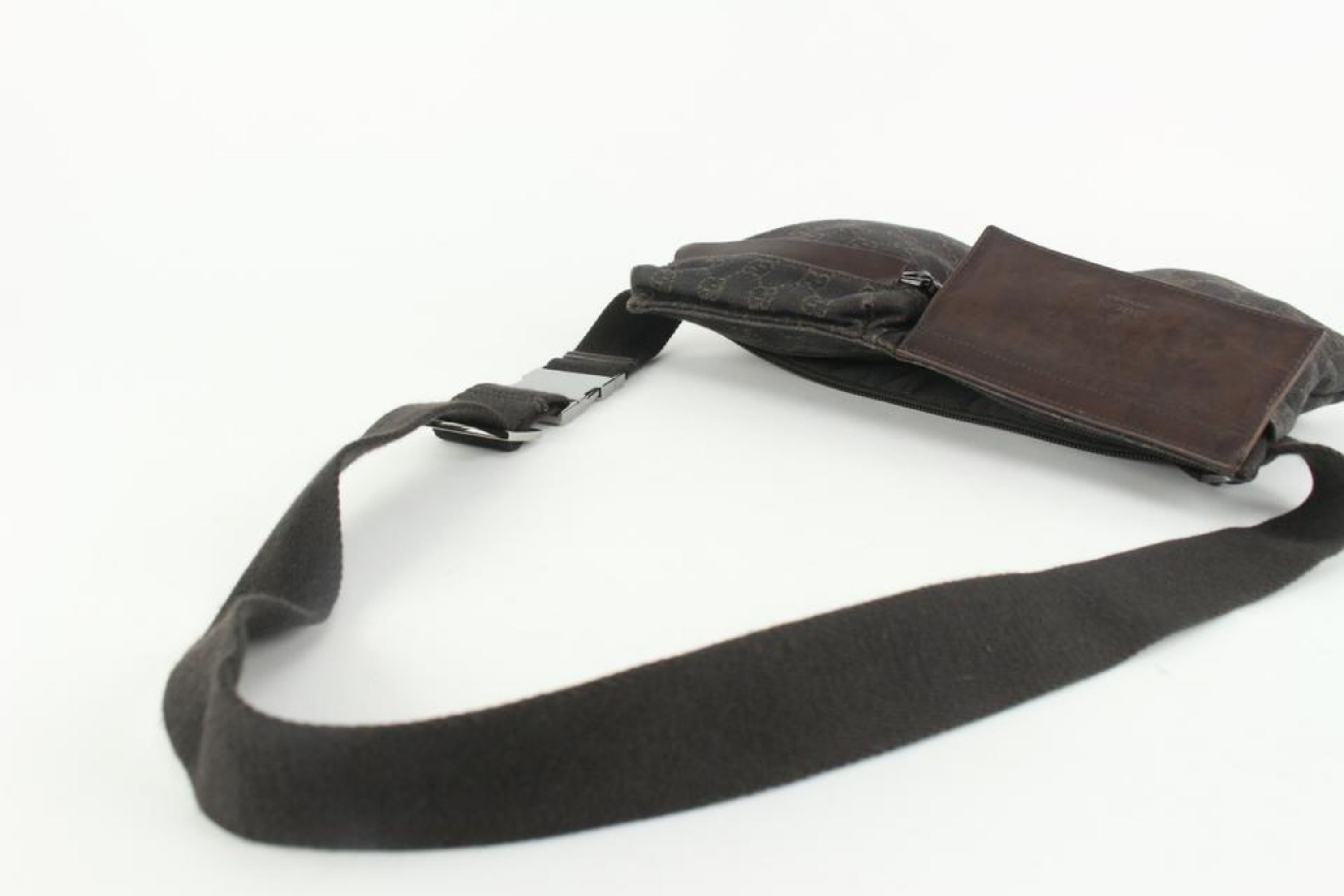 Gucci Dark Brown Monogram GG Belt Bag Waist Pack Bum Pouch 123g32 For Sale 4