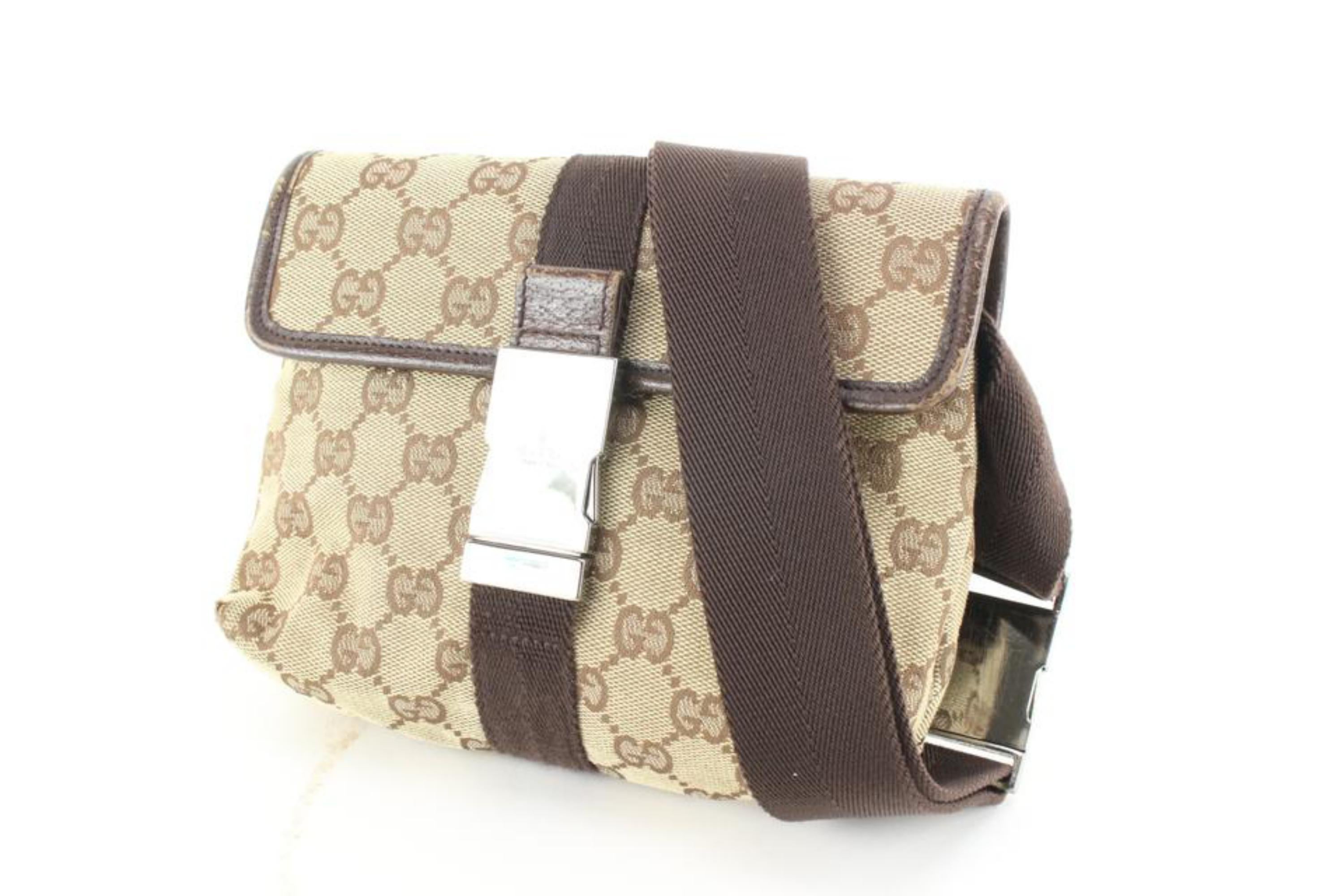 Gucci Dark Brown Monogram Waist Pouch Bag Belt Pack 1g75a 6