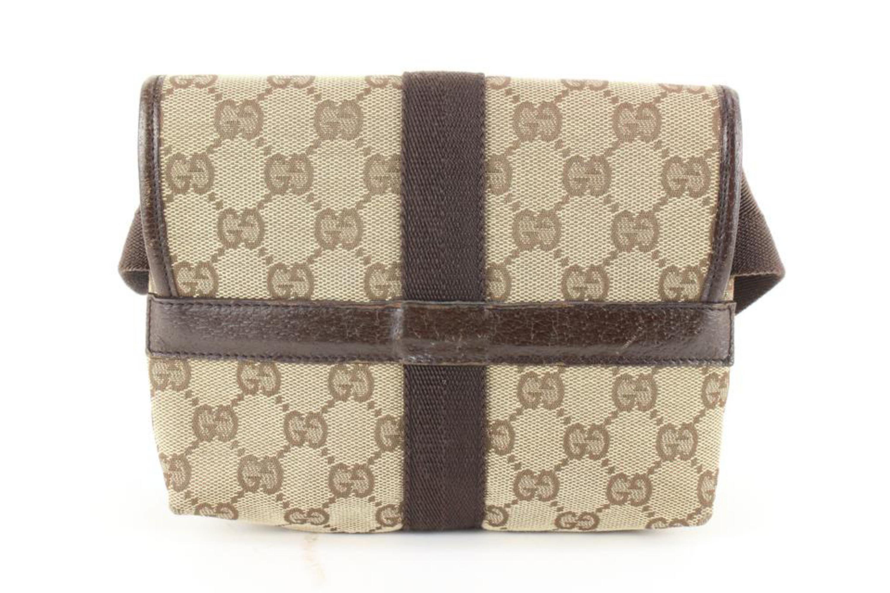 Gucci Dark Brown Monogram Waist Pouch Bag Belt Pack 1g75a 2