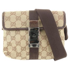 Gucci Dark Brown Monogram Waist Pouch Bag Belt Pack 1g75a