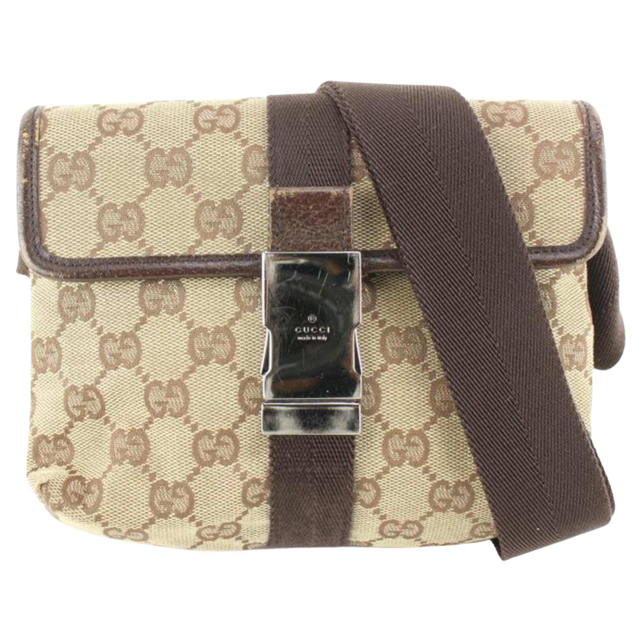 Gucci Dark Brown Monogram Waist Pouch Bag Belt Pack 50g628s at 1stDibs