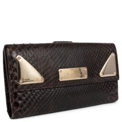 GUCCI dark brown PYTHON leather INDY Wallet