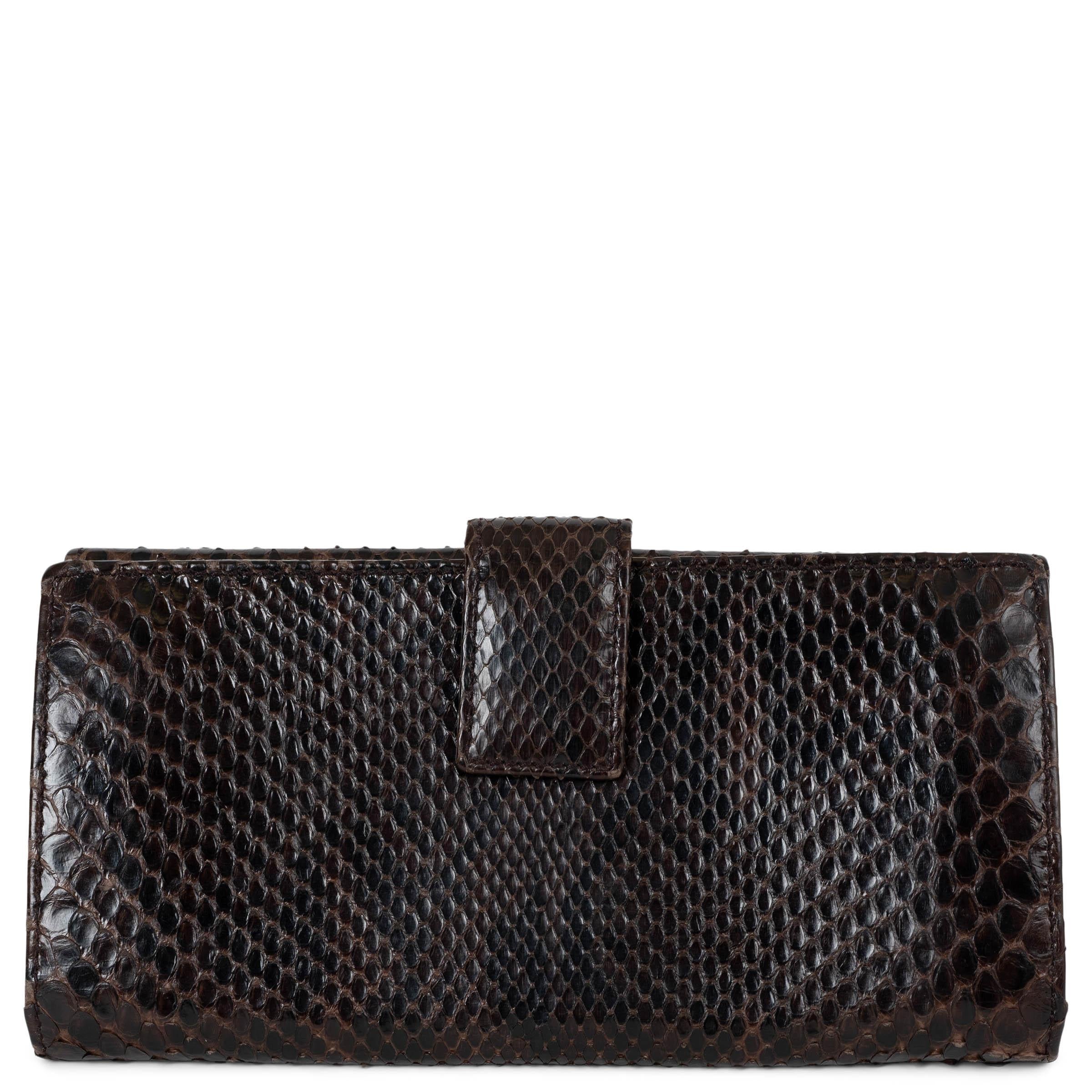 GUCCI dunkelbraunes PYTHON Leder INDY Portemonnaie (Schwarz) im Angebot