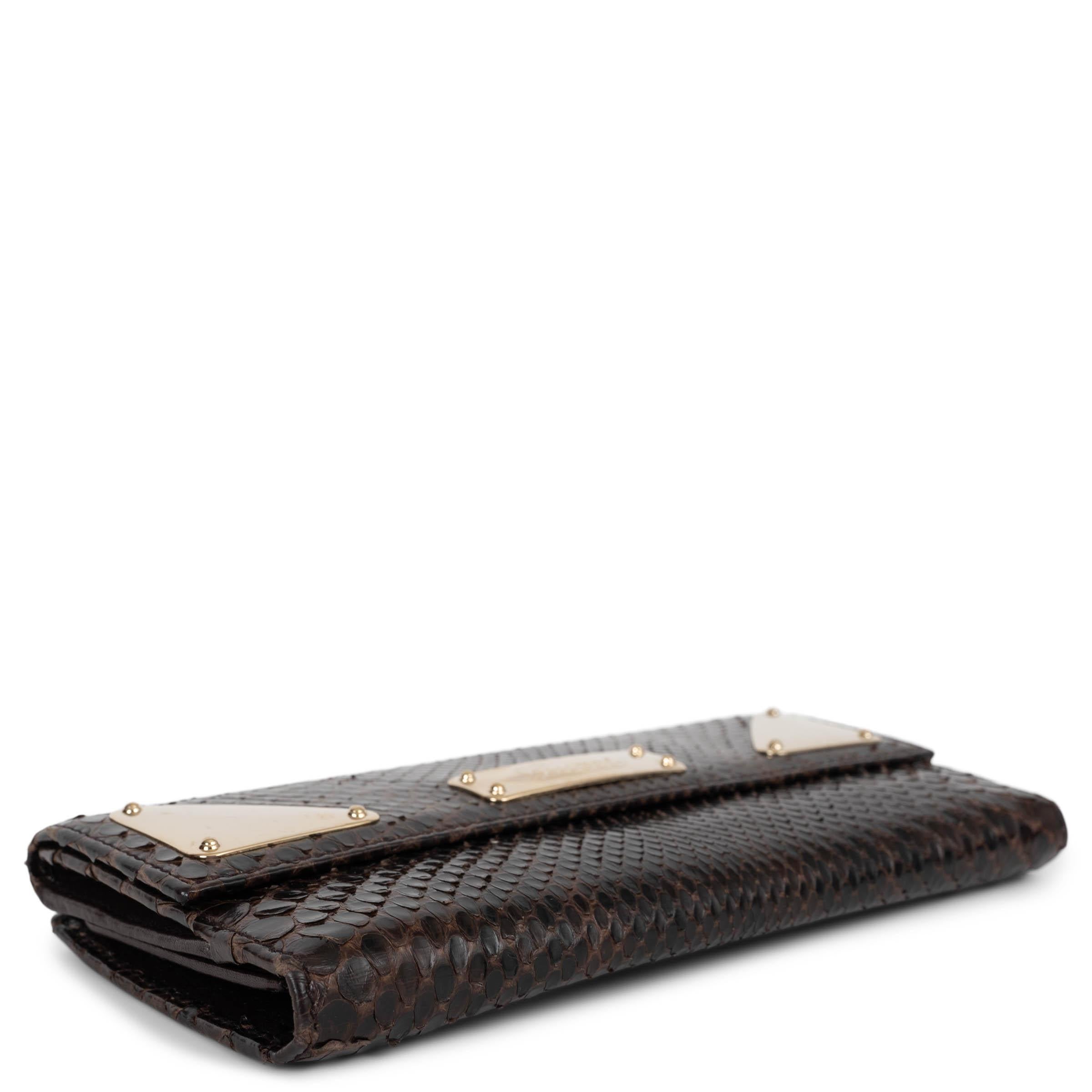 GUCCI dunkelbraunes PYTHON Leder INDY Portemonnaie im Zustand „Gut“ im Angebot in Zürich, CH