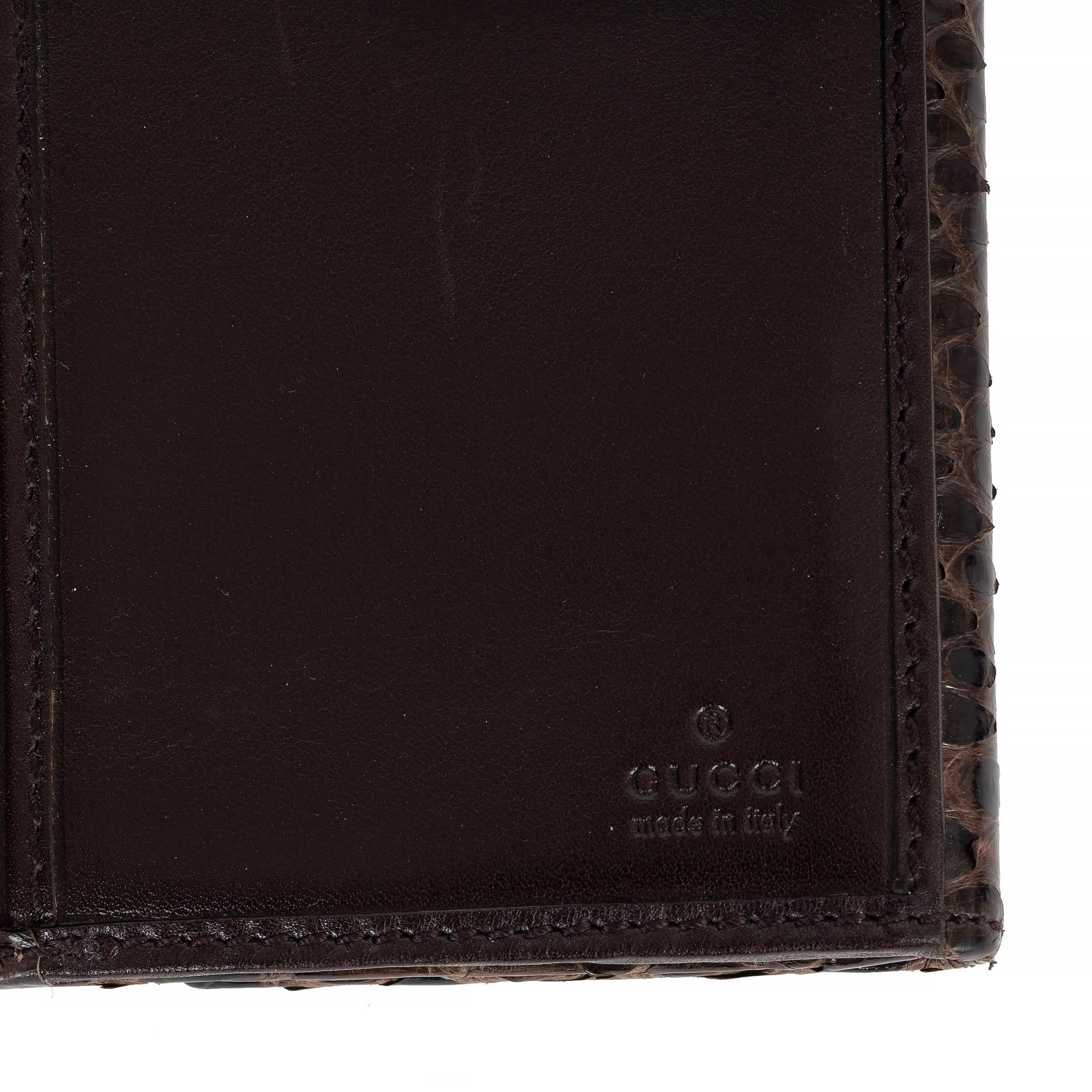 GUCCI dunkelbraunes PYTHON Leder INDY Portemonnaie im Angebot 2
