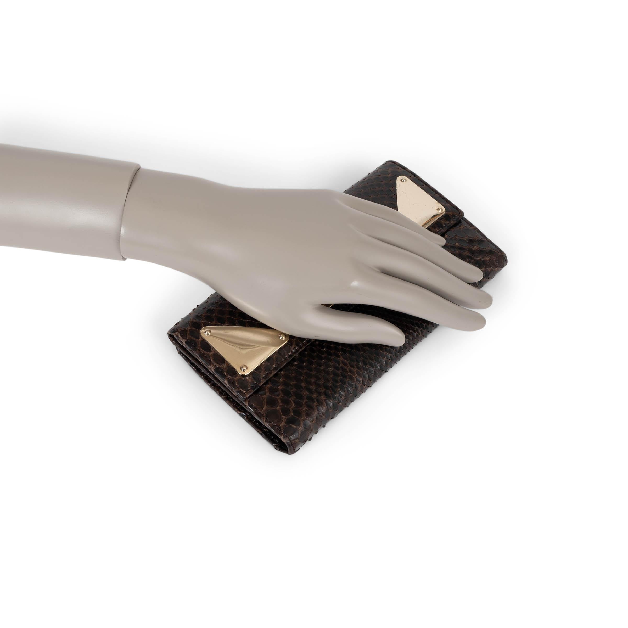 GUCCI dunkelbraunes PYTHON Leder INDY Portemonnaie im Angebot 3