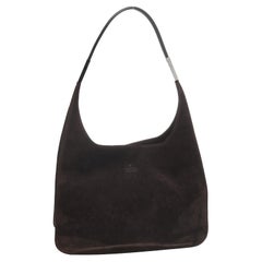 Gucci Dark Brown Suede And Leather Shoulder Bag