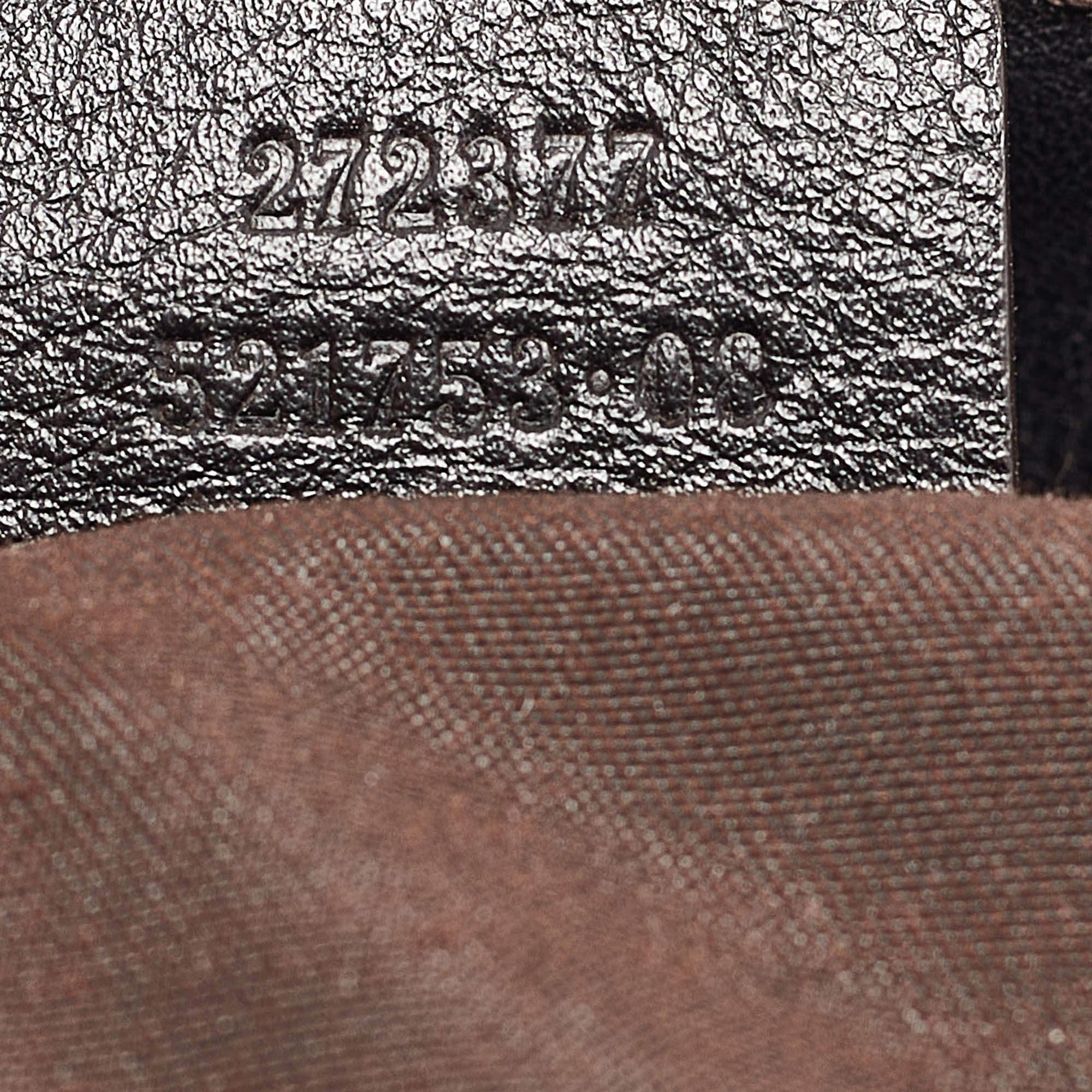 Gucci Dark Brown/White Canvas and Leather Tote For Sale 3