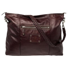 Gucci Dark Burgundy Leather Braided Strap Shoulder Bag
