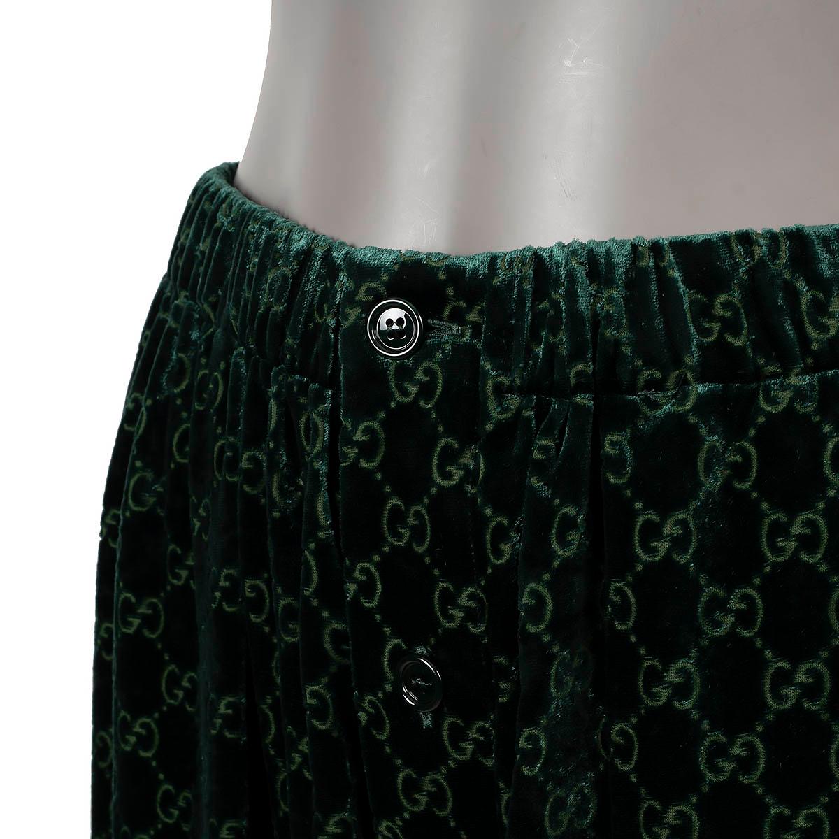 Women's GUCCI dark green 2021 GG DEVORE VELVET PAJAMA Pants S For Sale