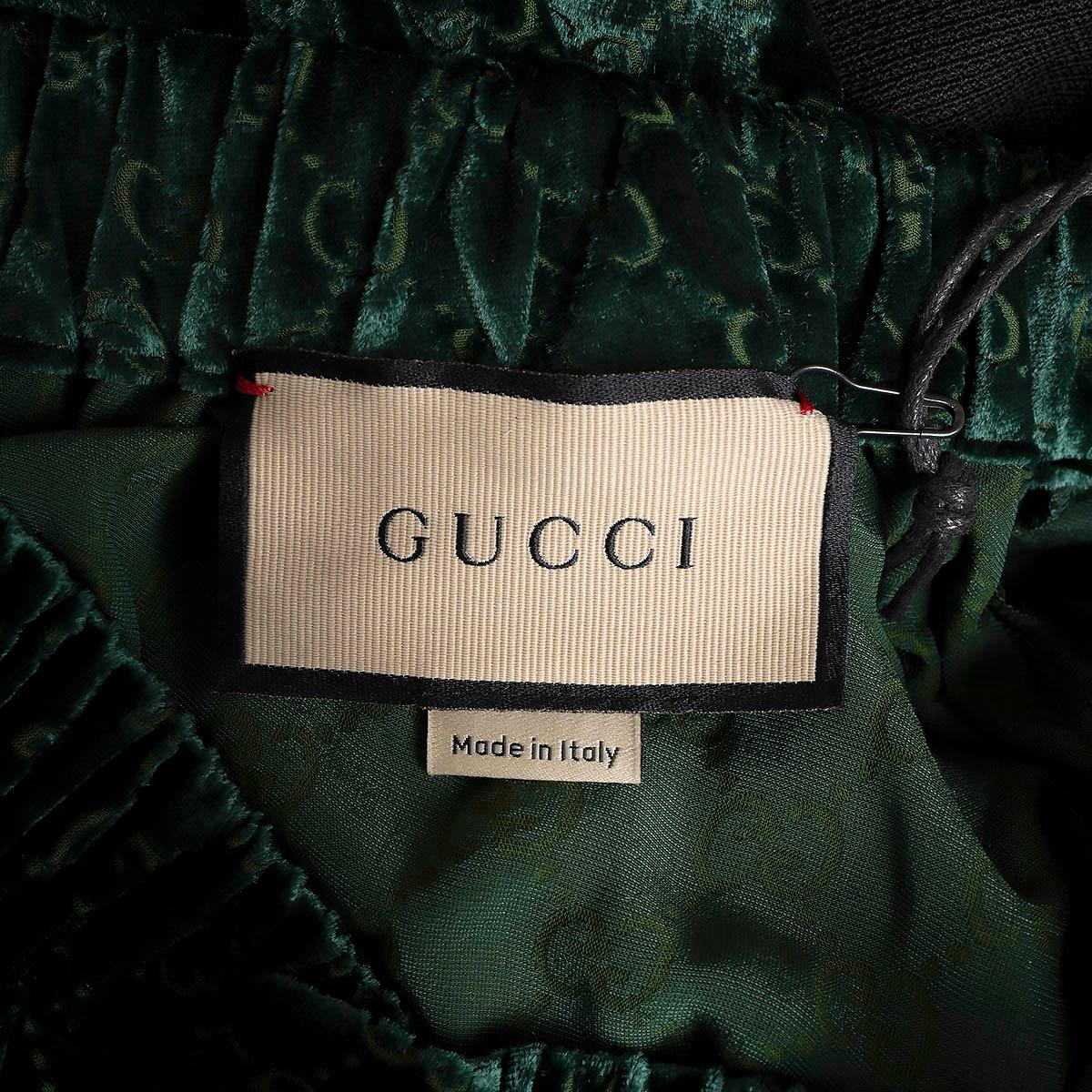 Women's GUCCI dark green 2021 GG DEVORE VELVET PAJAMA Pants S