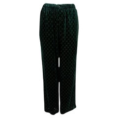 GUCCI dark green 2021 GG DEVORE VELVET PAJAMA Pants XS