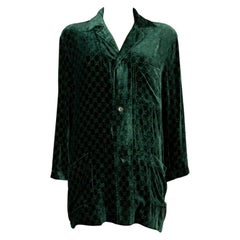 Gucci verde scuro 2021 GG DEVORE VELVET PAJAMA Shirt XS