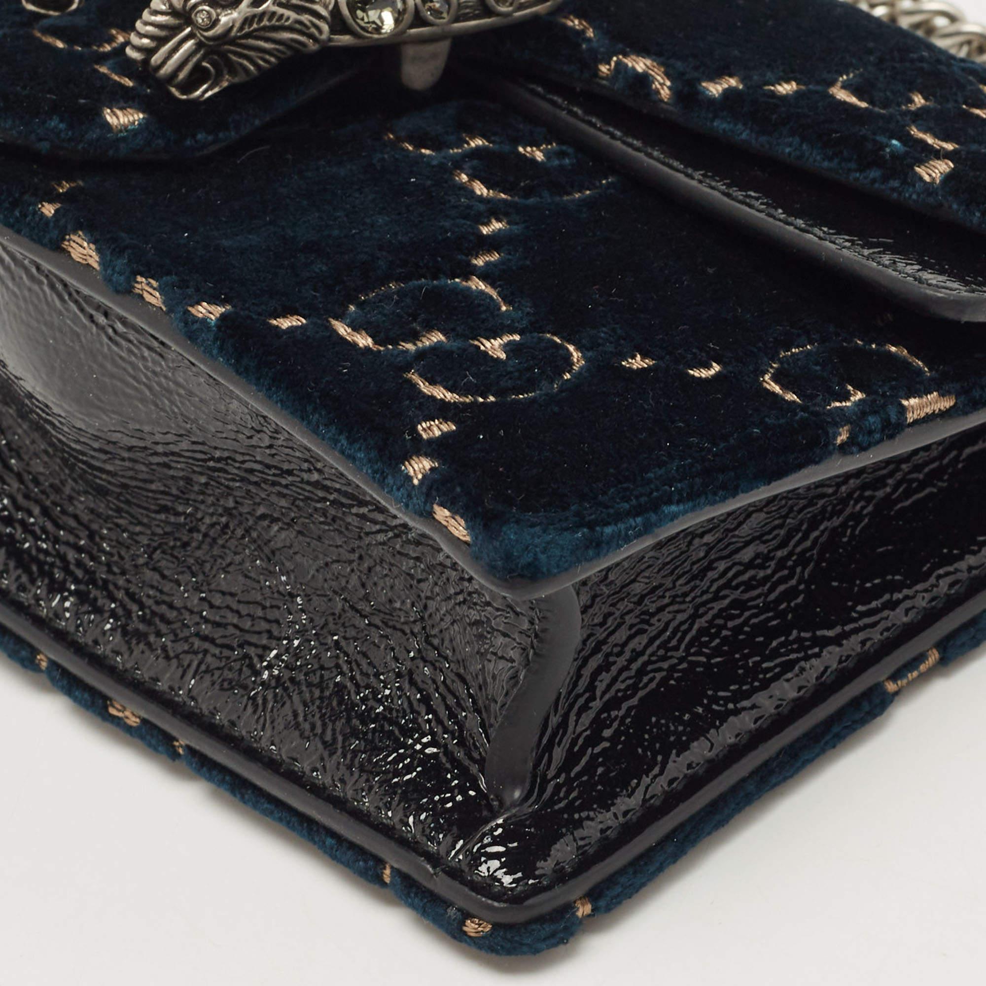 Gucci Dark Green GG Velvet Super Mini Dionysus Shoulder Bag 3
