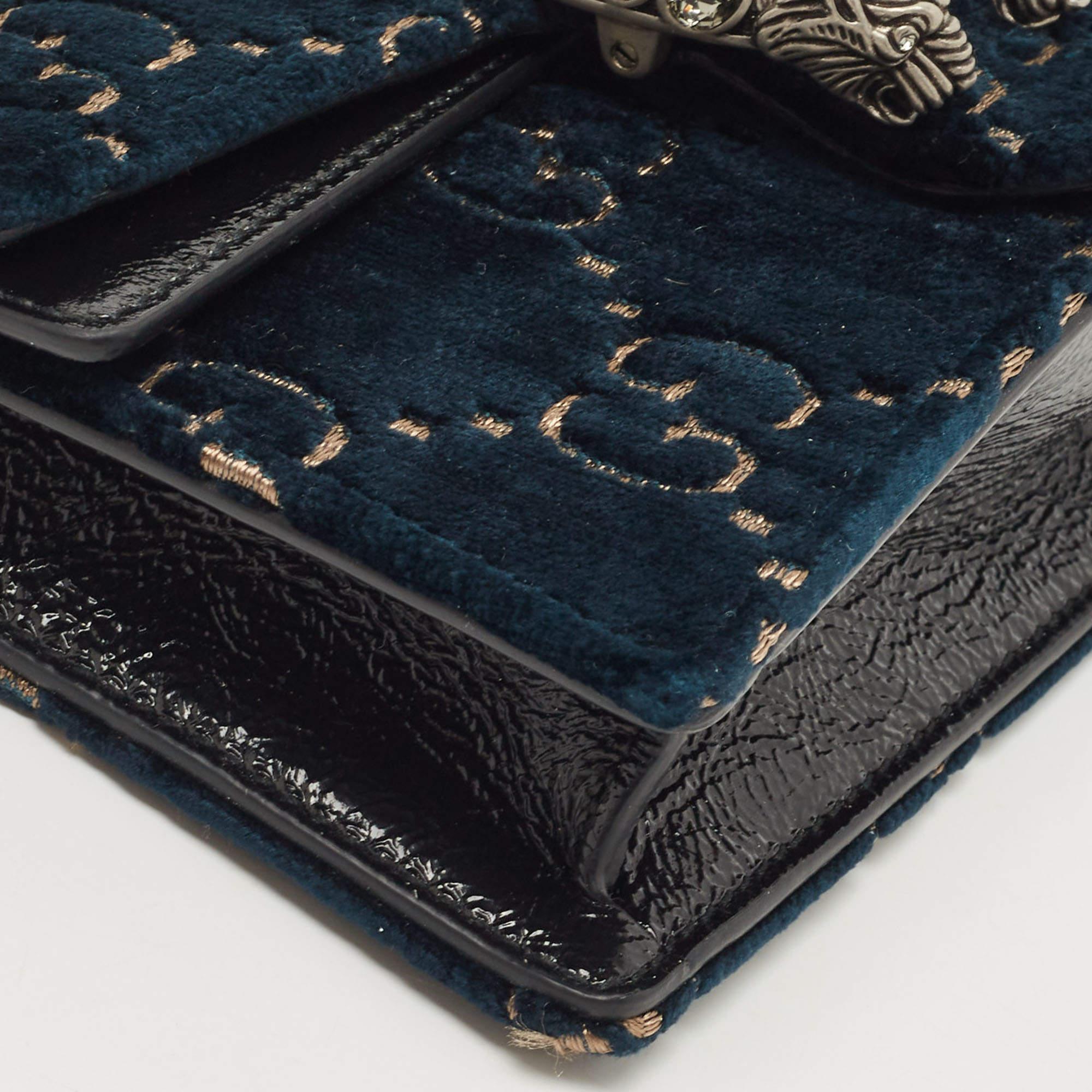 Gucci Dark Green GG Velvet Super Mini Dionysus Shoulder Bag 4