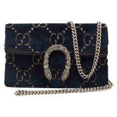 Gucci Dark Green GG Velvet Super Mini Dionysus Shoulder Bag