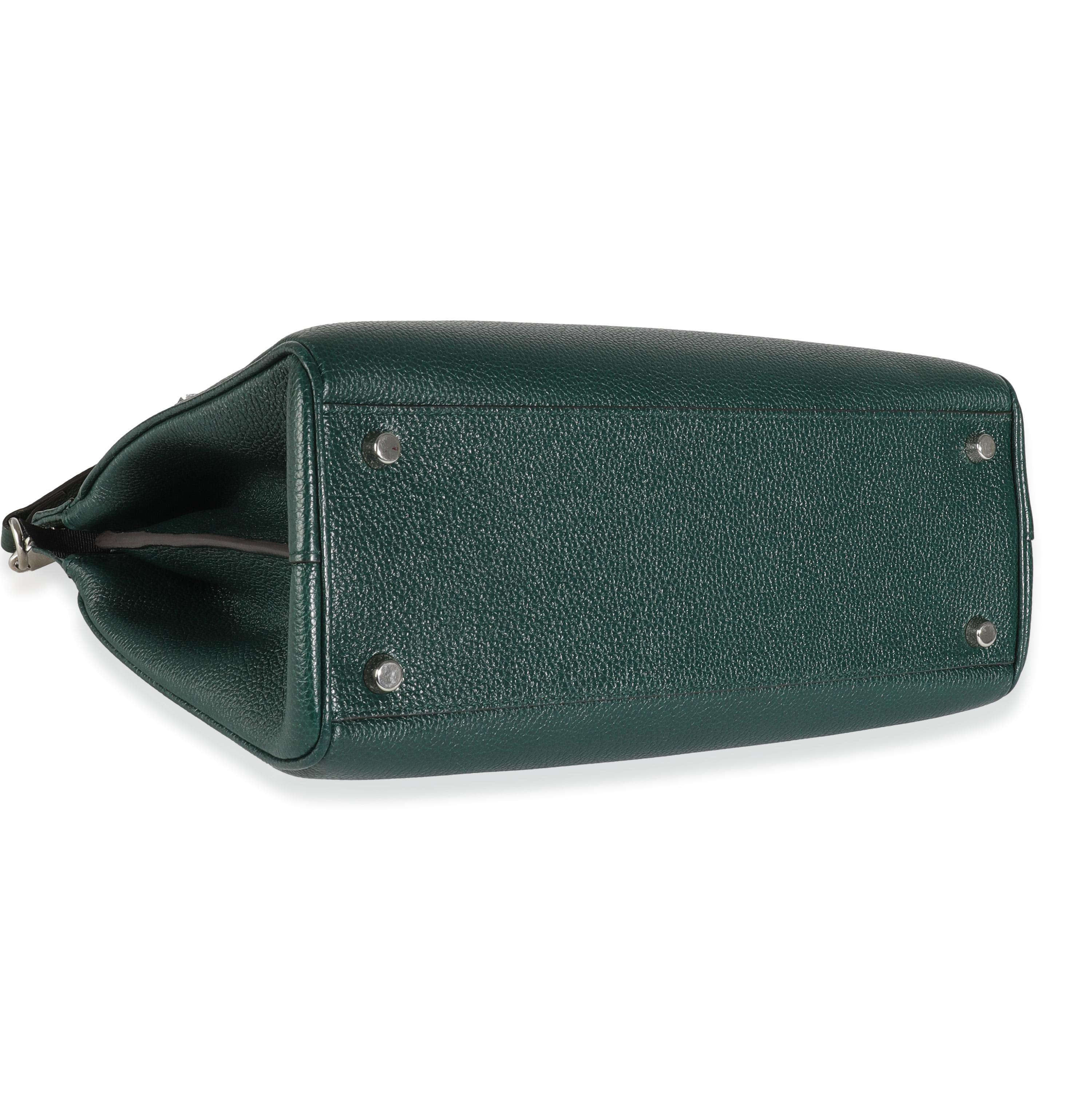 Gucci Dark Green Grainy Calfskin Small Zumi Top Handle Bag For Sale 1