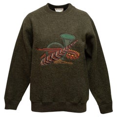 Gucci Dark Green & Multicolor Wool Embroidered Sweater