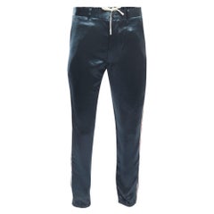 Gucci Dark Green Satin Web Stripe Detail Relaxed Trousers S