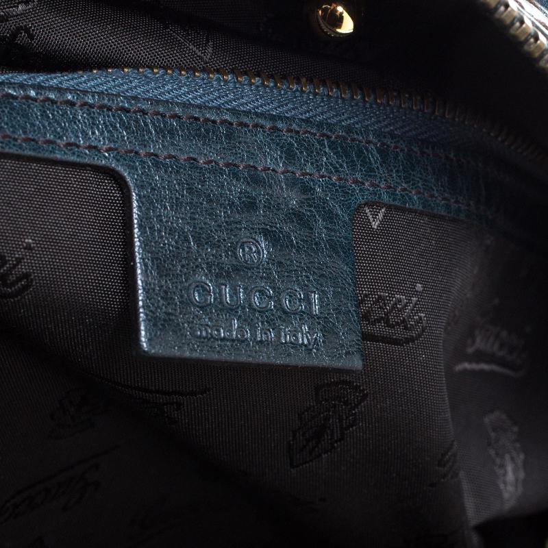 Gucci Dark Green Suede and Leather Large Babouska Indy Boston Bag 4