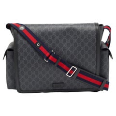 Gucci Dark Grey/Black GG Supreme Canvas and Leather Diaper Bag