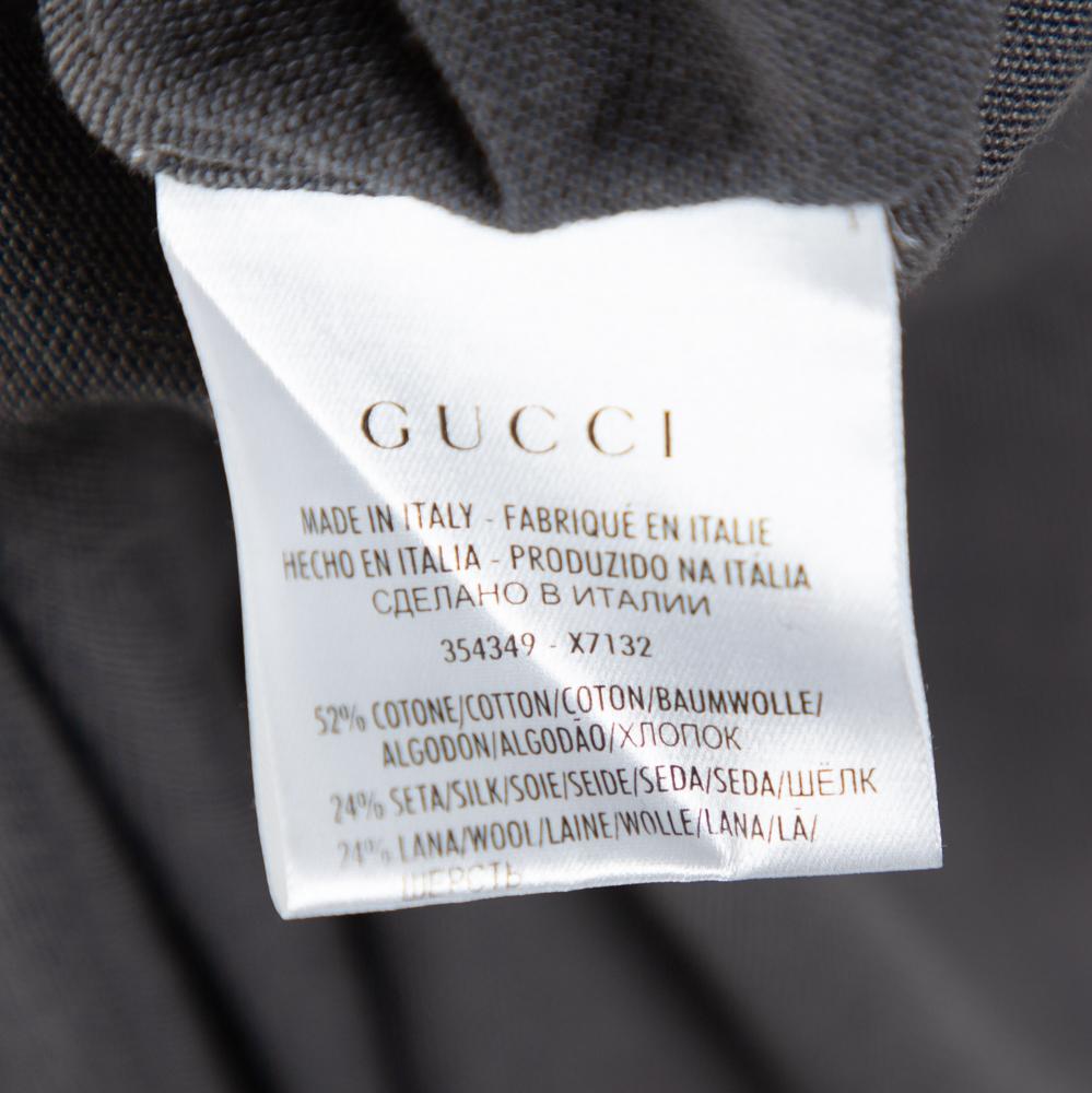 Gray Gucci Dark Grey Cotton & Silk Pique Knit Polo T-Shirt XXL