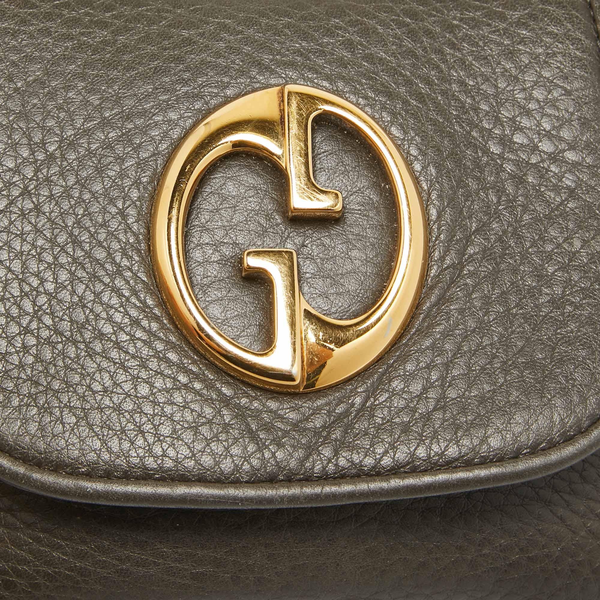 De las mujeres Bolso Crossbody de cadena 1973 pequeño de piel gris oscuro de Gucci