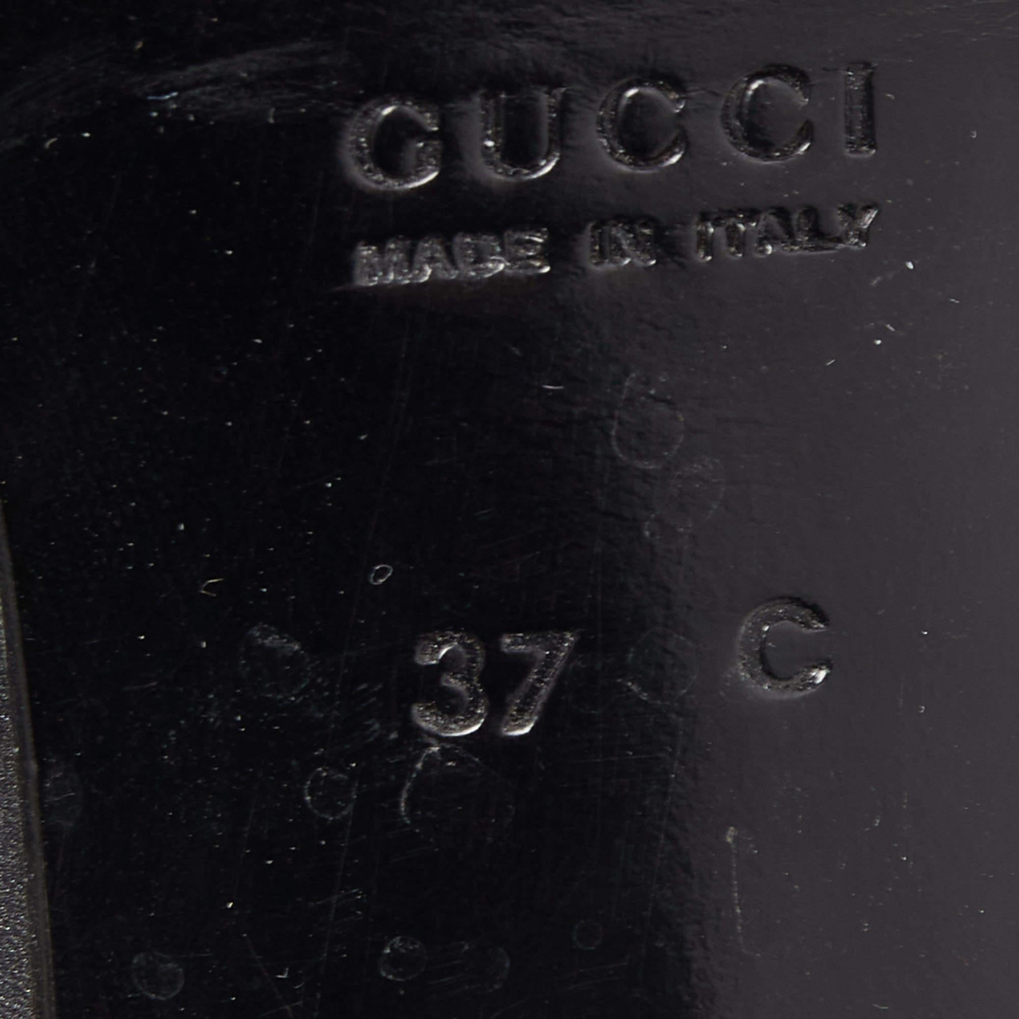 Gucci Gris Oscuro Cuero Punta Cuadrada Plataforma Bombas Tamaño 37 en venta 5