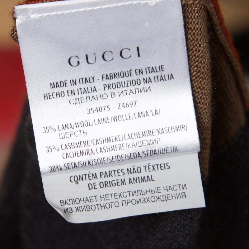 Gucci Dark Grey Wool and Cashmere Blend Button Front Colorblock Cardigan M In Excellent Condition In Dubai, Al Qouz 2