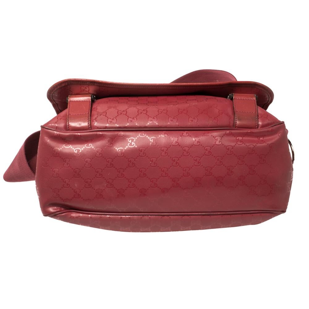 Gucci Dark Pink GG Imprime Coated Canvas Messenger Diaper Bag 3