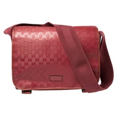 Used Gucci Dark Pink GG Imprime Coated Canvas Messenger Diaper Bag