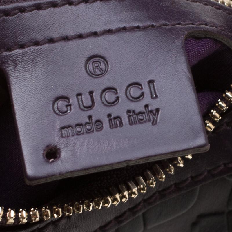 Gucci Dark Purple Horsebit Embossed Leather Buckle Hobo In Excellent Condition In Dubai, Al Qouz 2