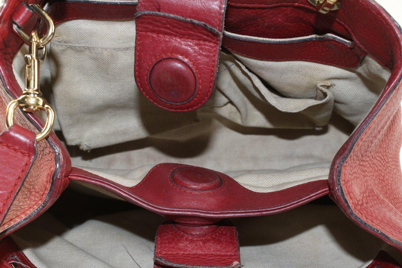 GUCCI Dark Red Bambooo Shooper Tote Leather Medium 2way 3GK1226K For Sale 1