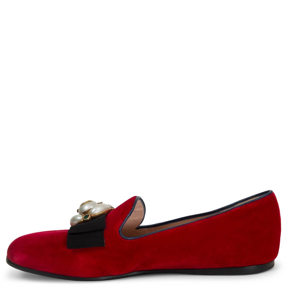 red velvet gucci loafers