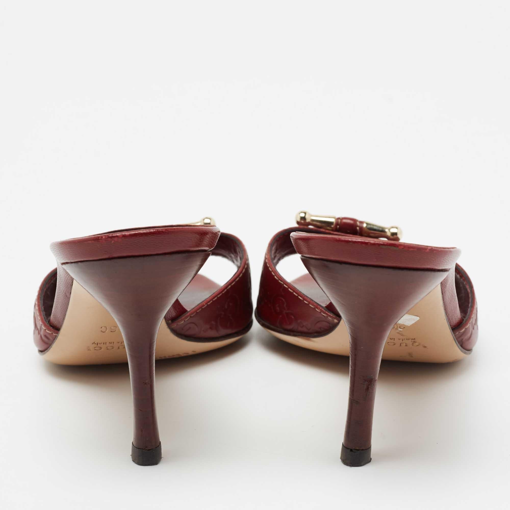 Gucci Dark Red Guccissima Leather Slide Sandals Size 36 1