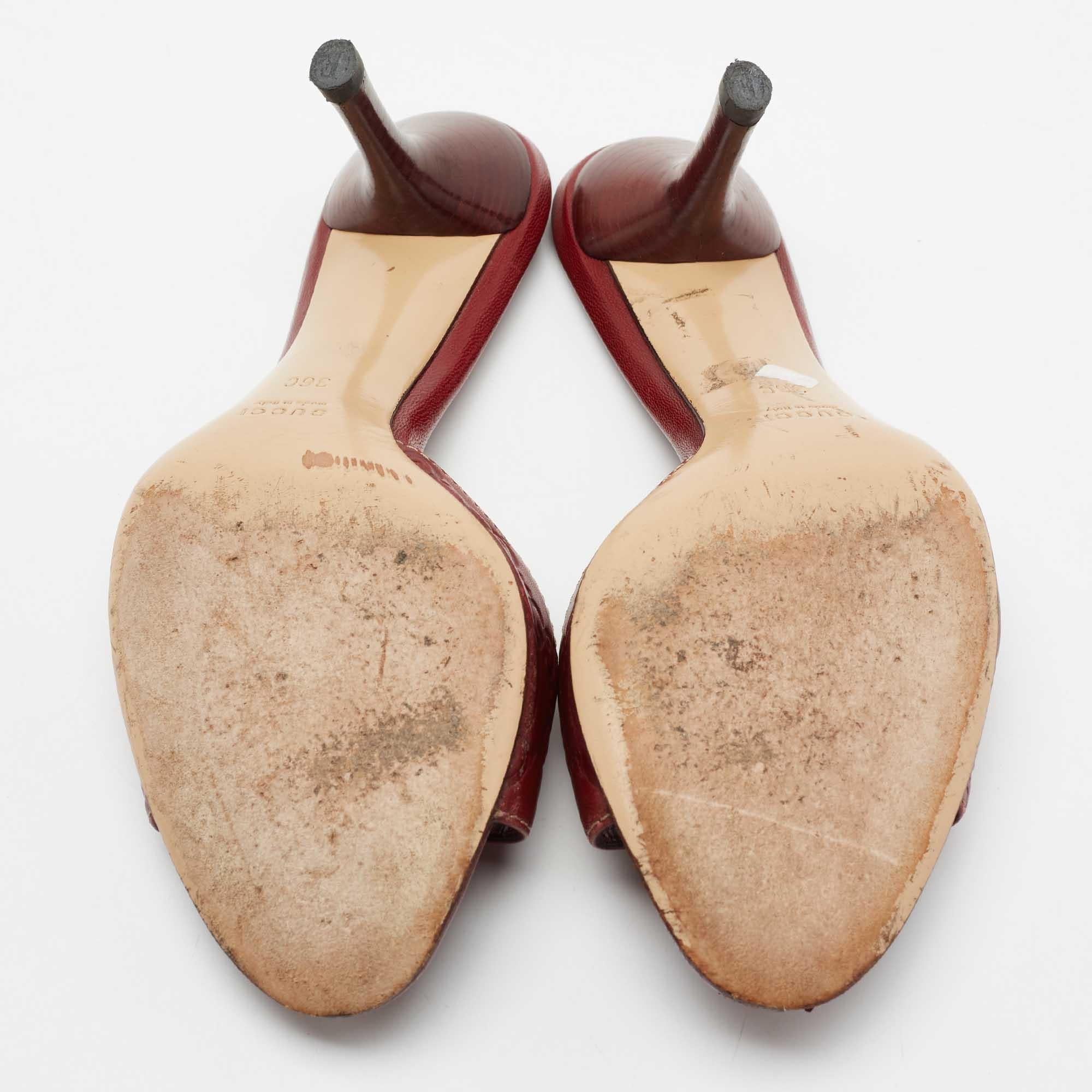 Gucci Dark Red Guccissima Leather Slide Sandals Size 36 2