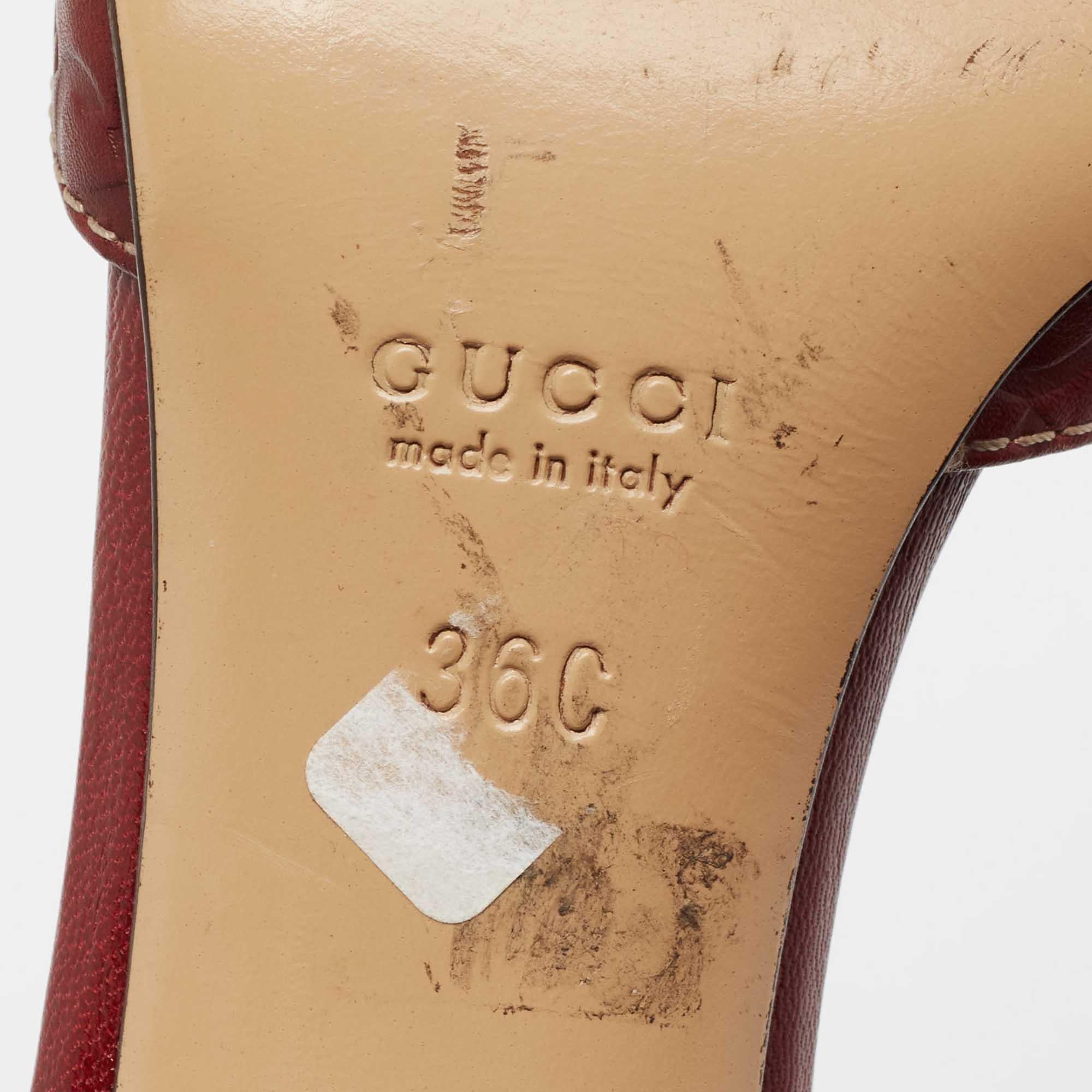 Gucci Dark Red Guccissima Leather Slide Sandals Size 36 4