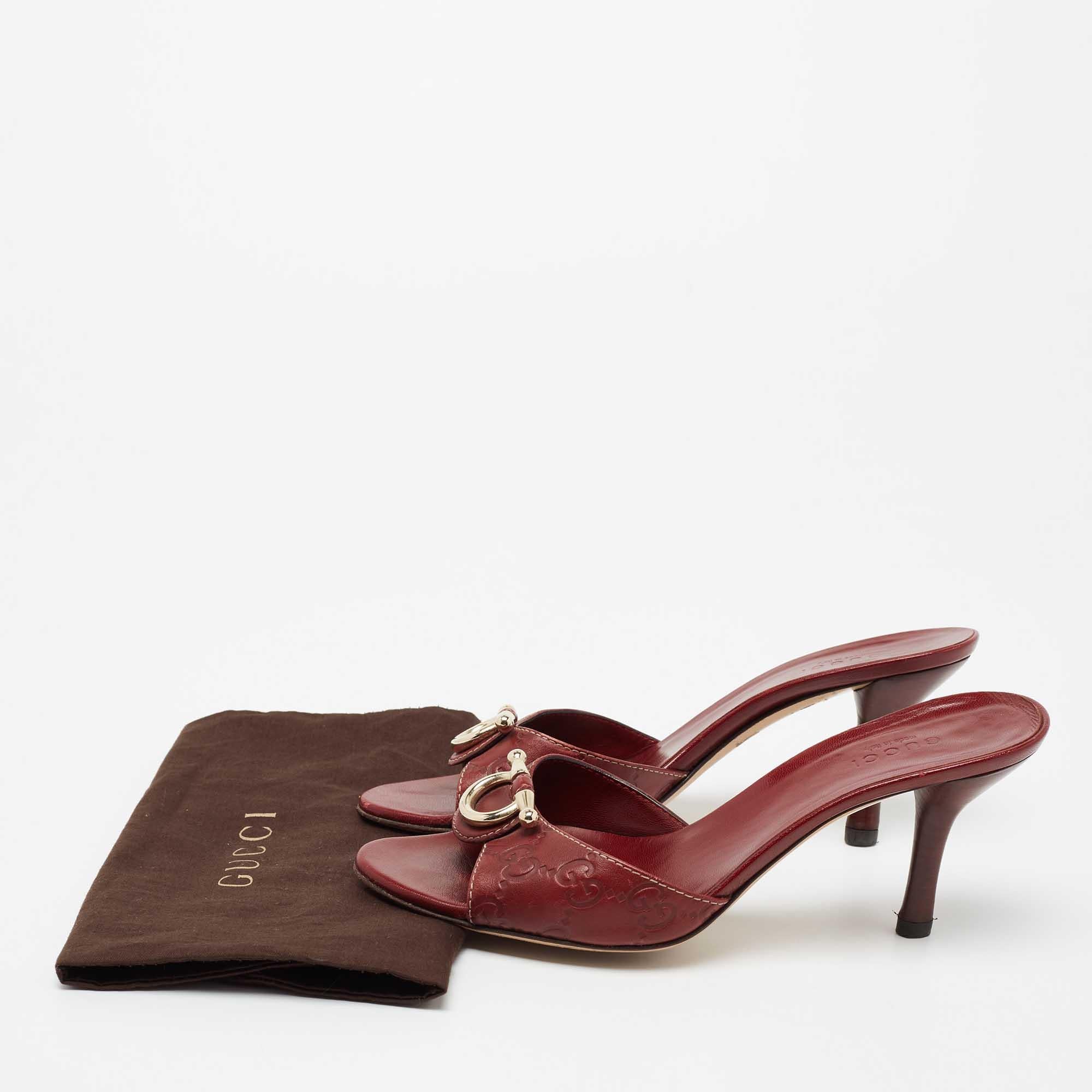 Gucci Dark Red Guccissima Leather Slide Sandals Size 36 5