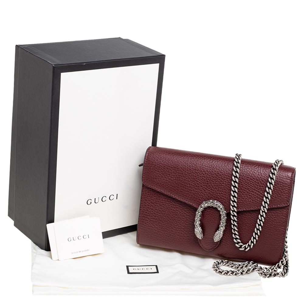 Black Gucci Dark Red Leather Mini Dionysus Shoulder Bag