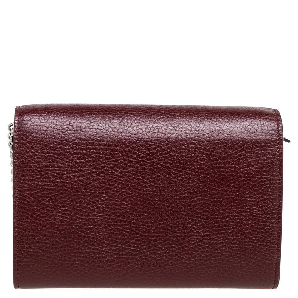 Gucci Dark Red Leather Mini Dionysus Shoulder Bag 1