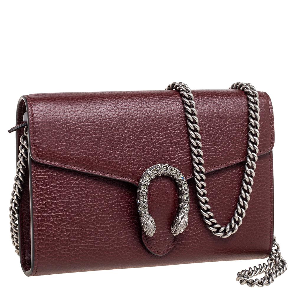 Gucci Dark Red Leather Mini Dionysus Shoulder Bag 2