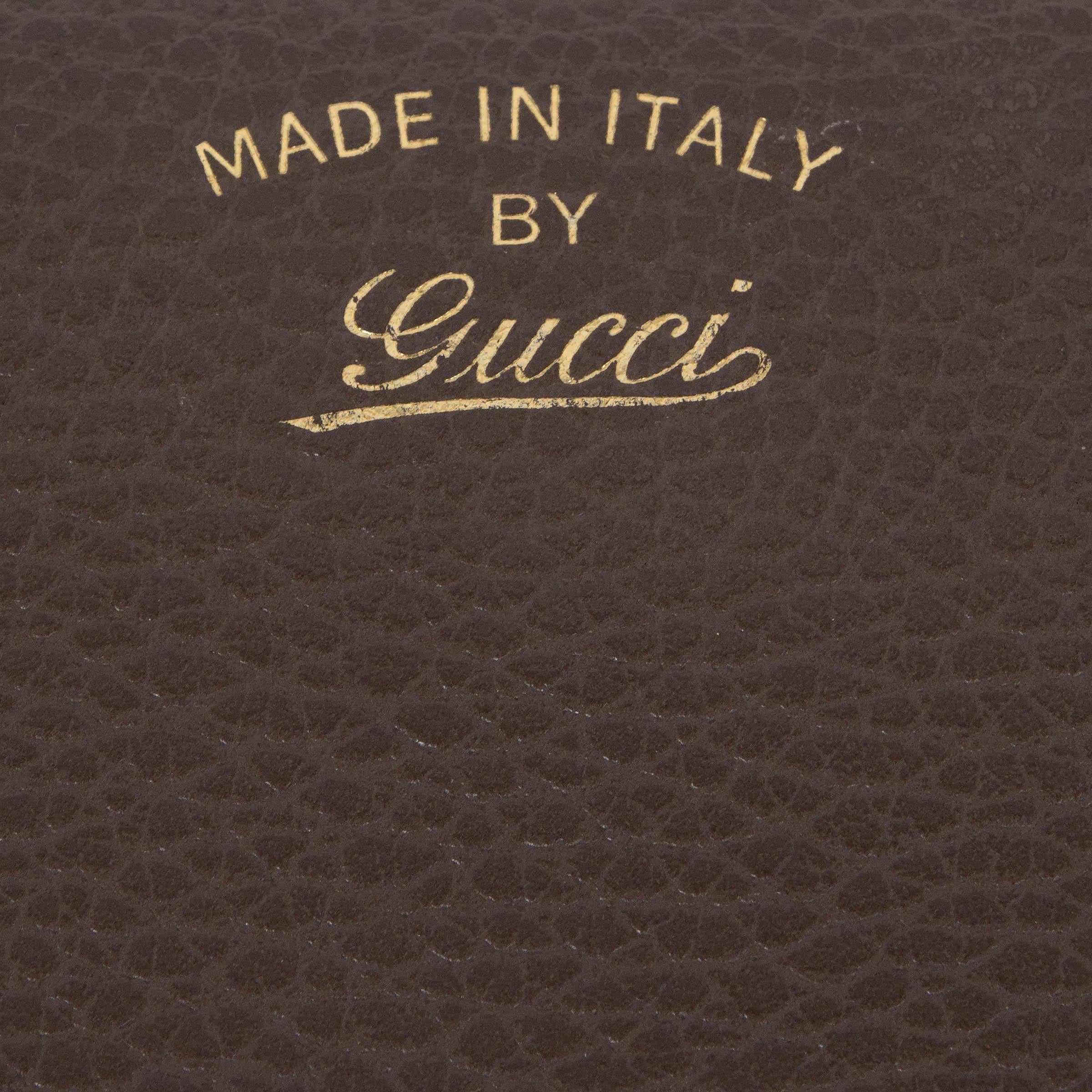 GUCCI dark taupe leather SWING ZIP-AROUND Wallet For Sale 1