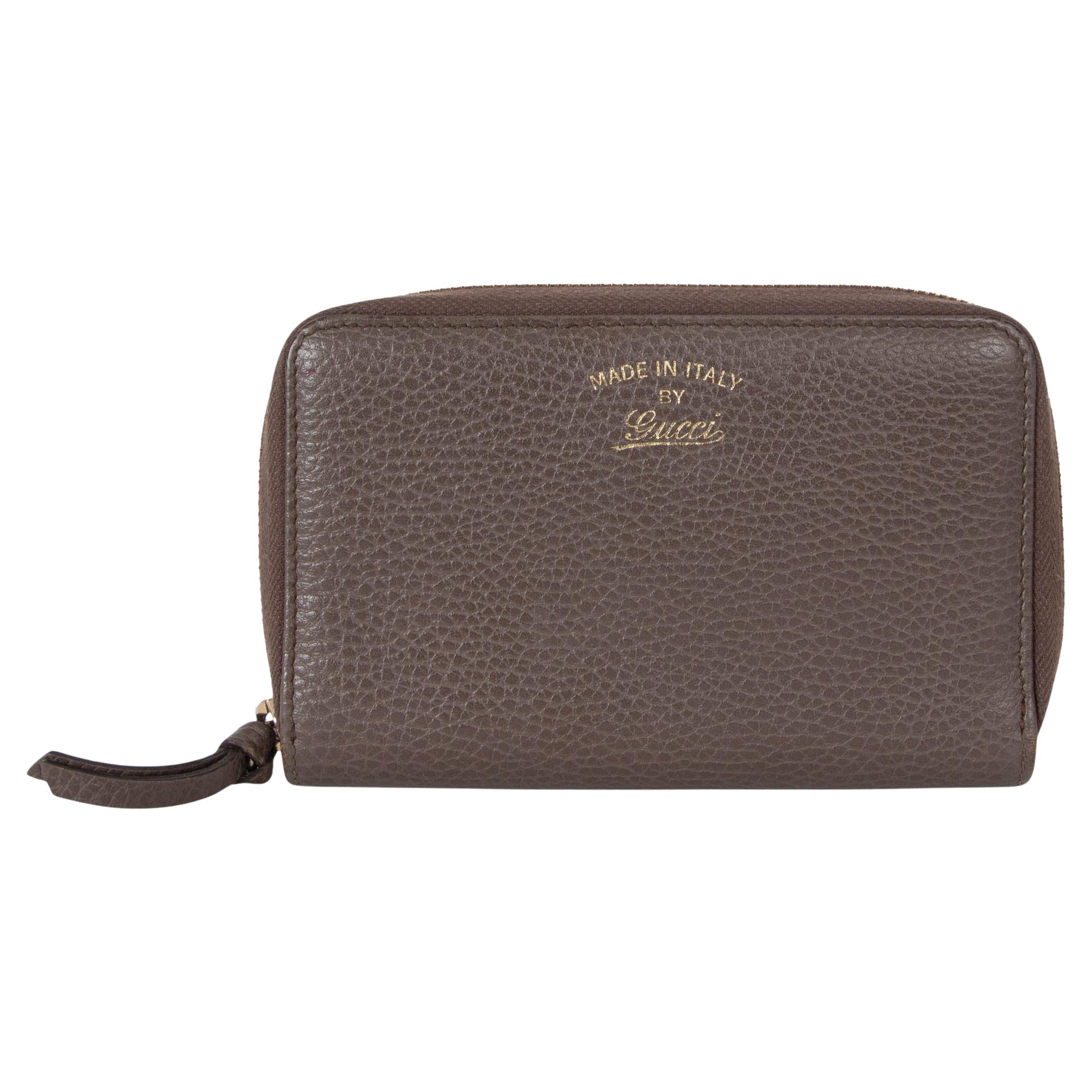 GUCCI dark taupe leather SWING ZIP-AROUND Wallet