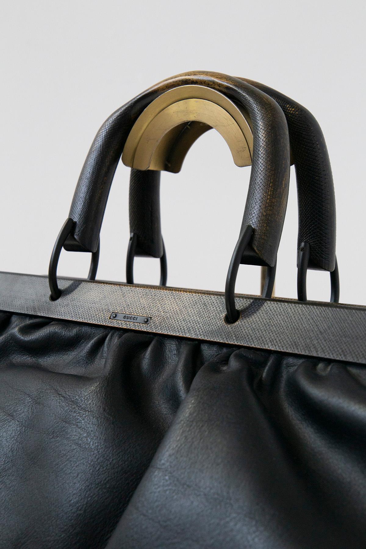 Black Gucci Day Bag Model Doctor's Bag in black leather.