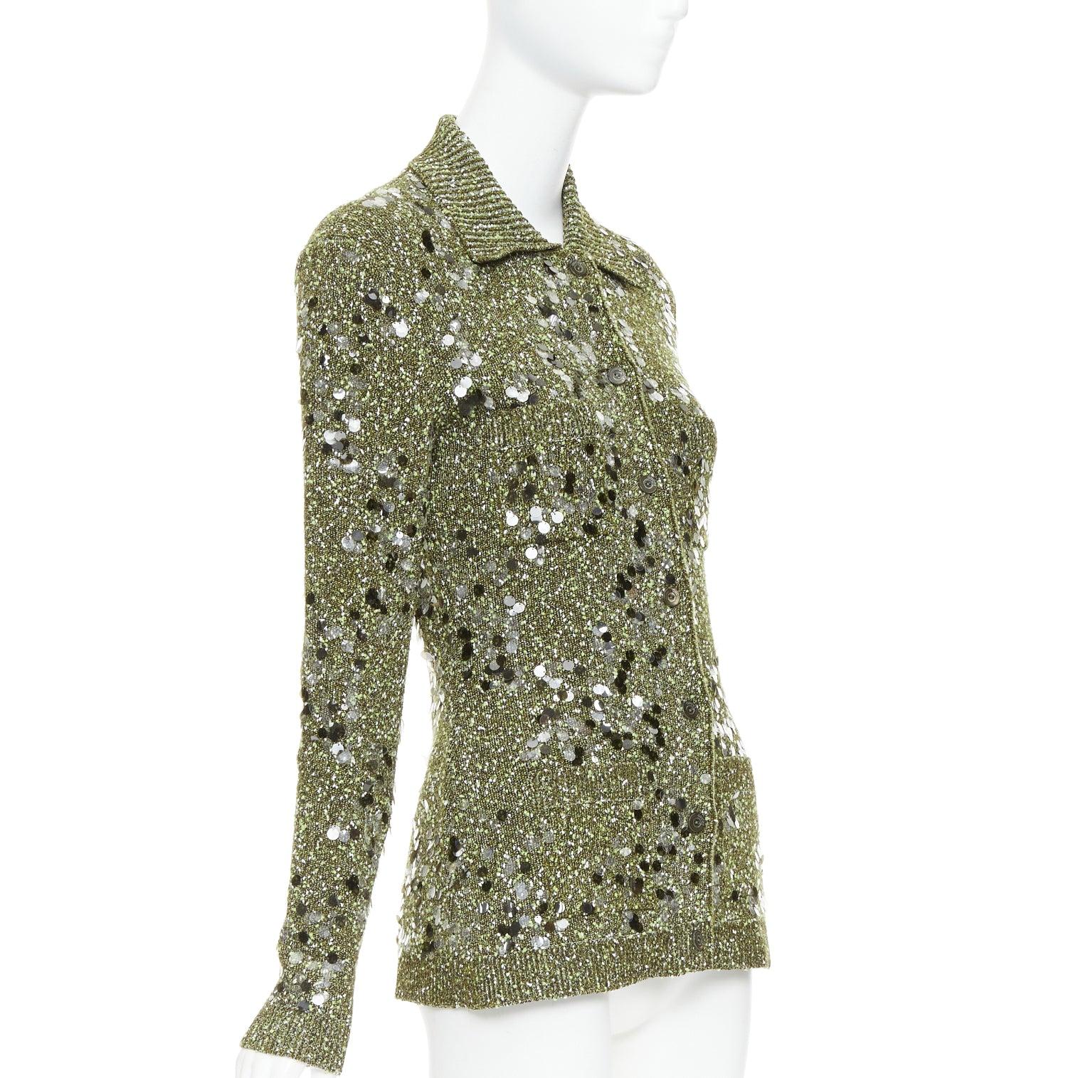 Chaqueta de punto multi pailettes verde oscuro GUCCI De Sarno S en Excelente estado para la venta en Hong Kong, NT