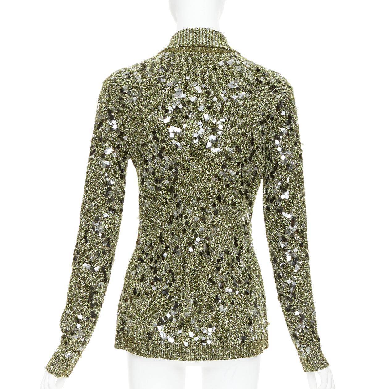 Chaqueta de punto multi pailettes verde oscuro GUCCI De Sarno S en venta 1
