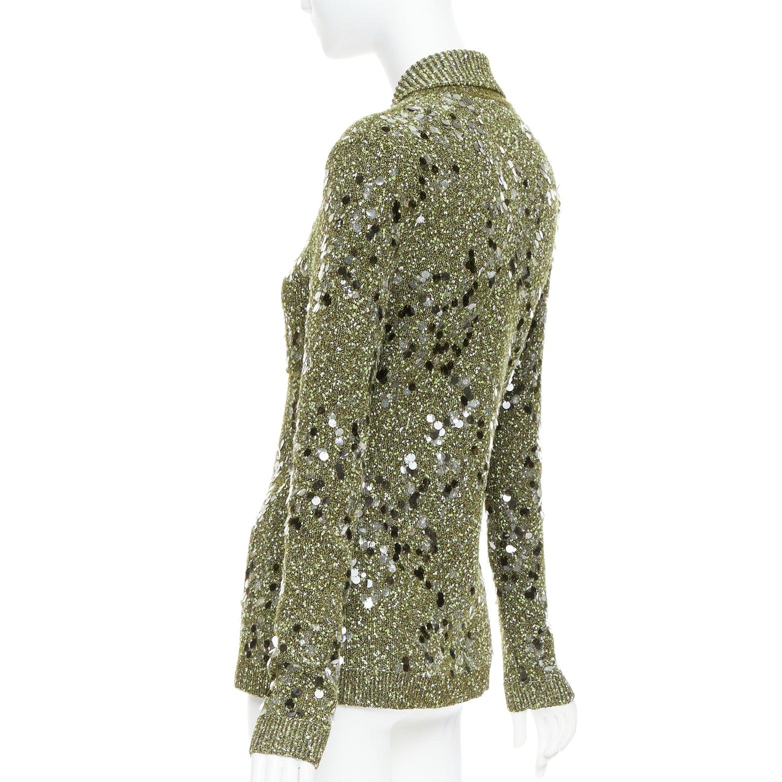 Chaqueta de punto multi pailettes verde oscuro GUCCI De Sarno S en venta 2