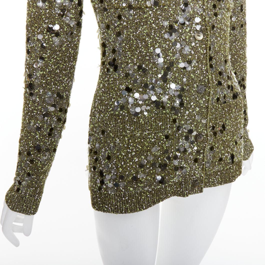 Chaqueta de punto multi pailettes verde oscuro GUCCI De Sarno S en venta 3