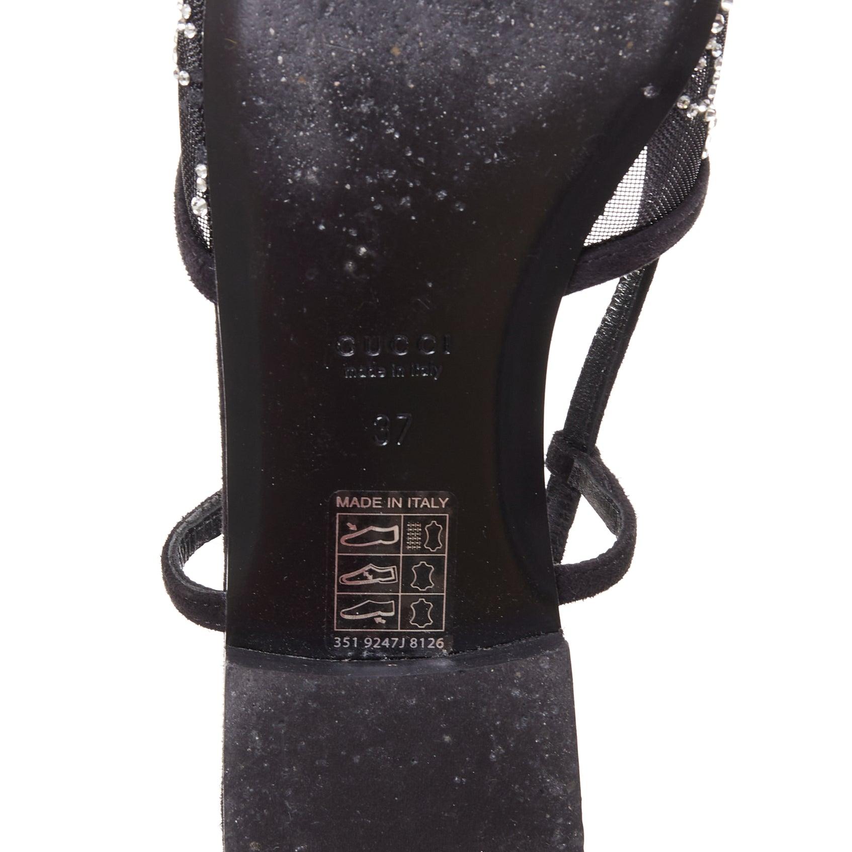 GUCCI Demi negro ante ribete monograma cristal malla mules EU37 en venta 5